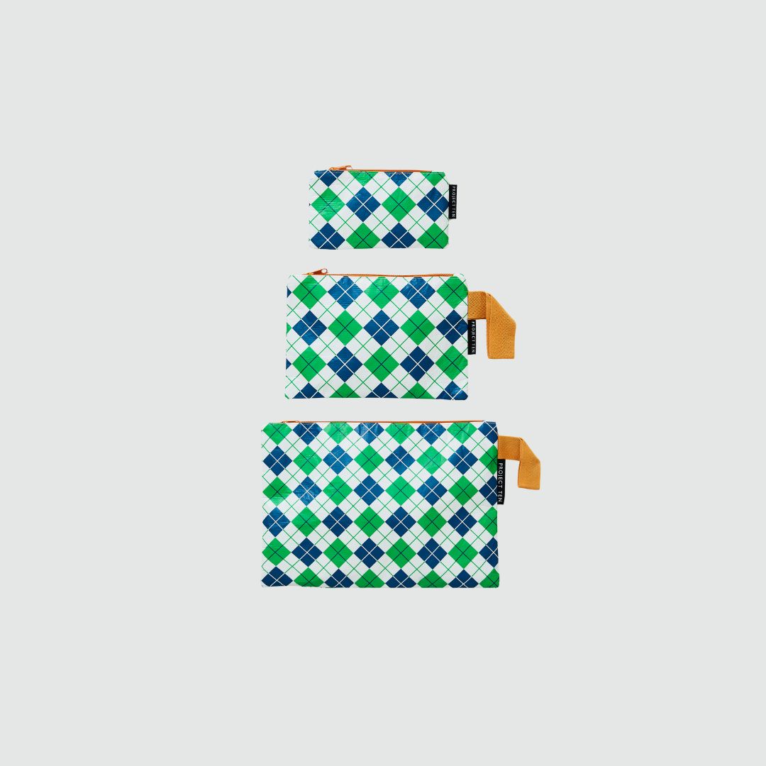 Zip Pouch Bundle (x3 sizes) – Argyle - Project Ten