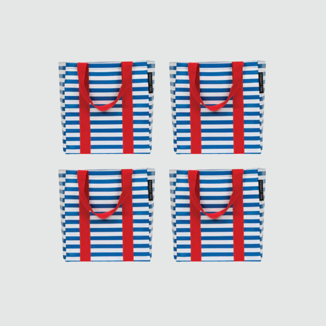 Breton Stripe Shopper Tote Set (x4) - Project Ten