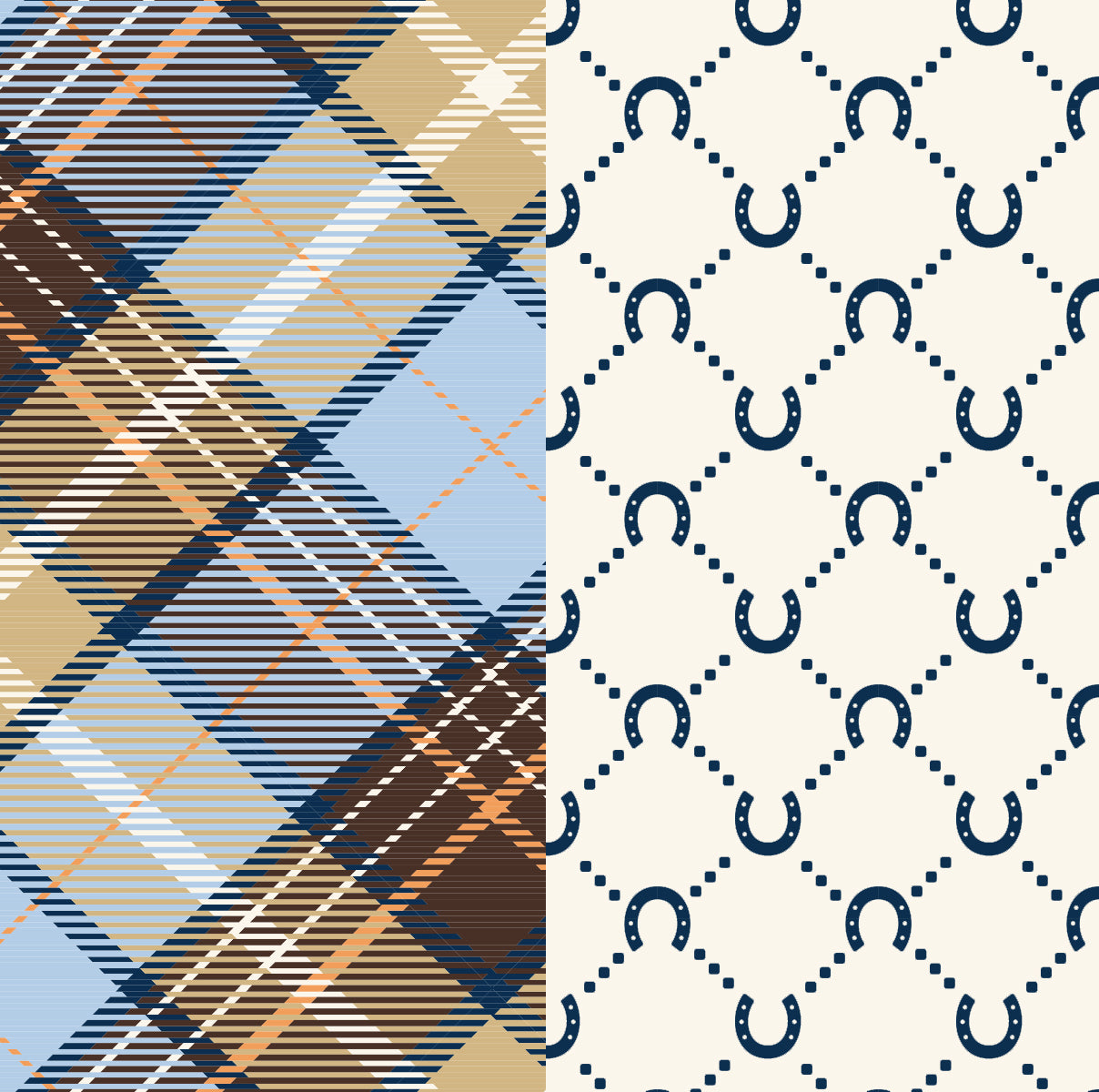Shopper Tote Splice – Country Plaid merged with Navy Horseshoe - Project Ten