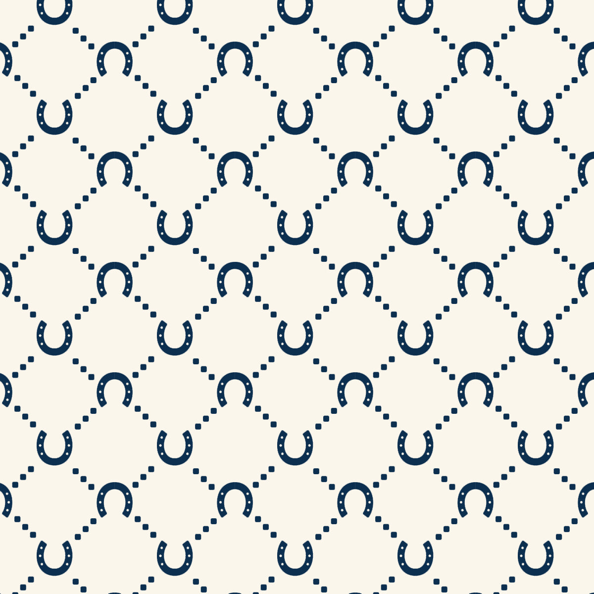 Close up of Navy Horseshoe on an ecru background - Project Ten