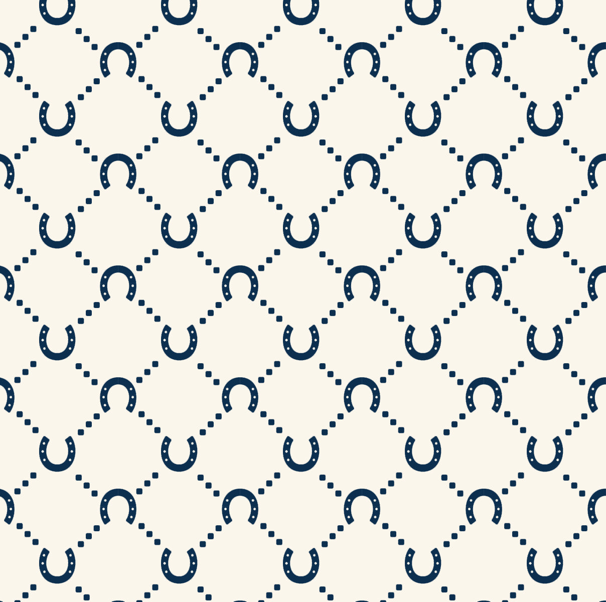 Close up of Navy Horseshoe on an ecru background - Project Ten