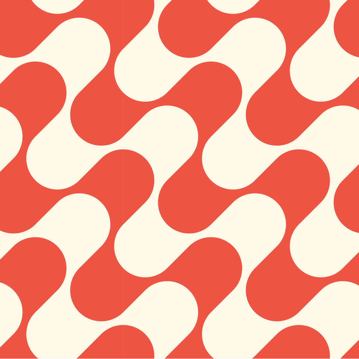 Our Red Ripple Pattern in a red and ecru wave print.
