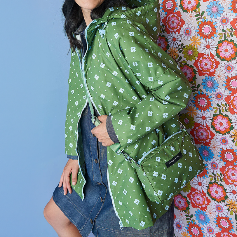 Raincoat in Cross Body Bag - Spotted Floral - Project Ten