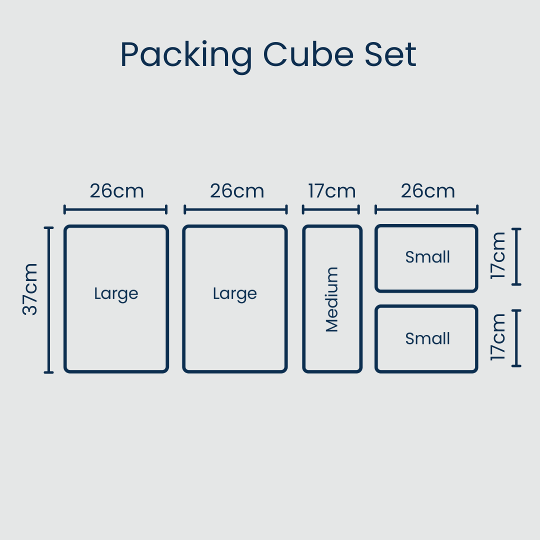 Packing cube dimensions.
- Project Ten