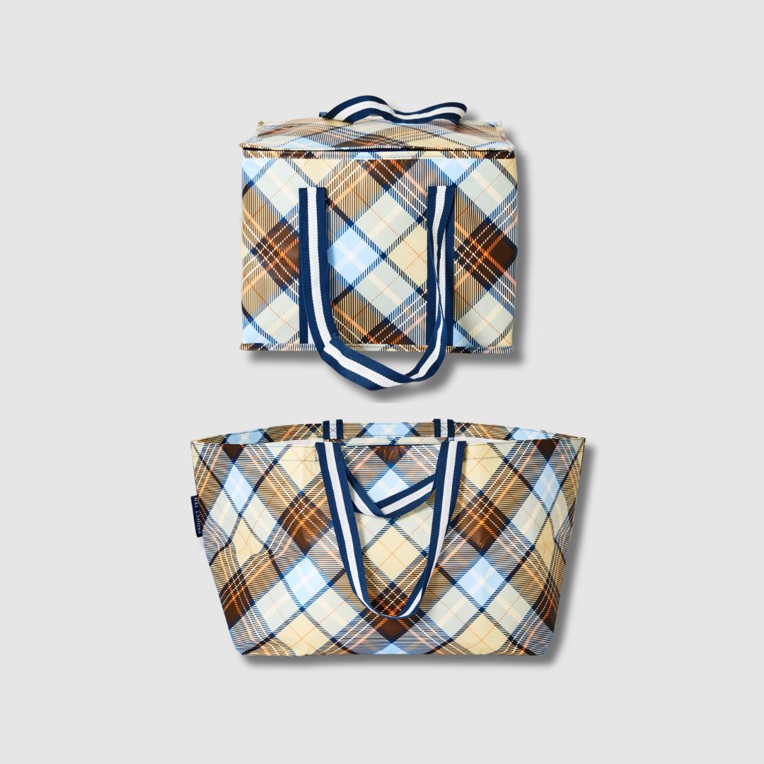 Large insulated tote & oversized tote both in Country Plaid - Project Ten
