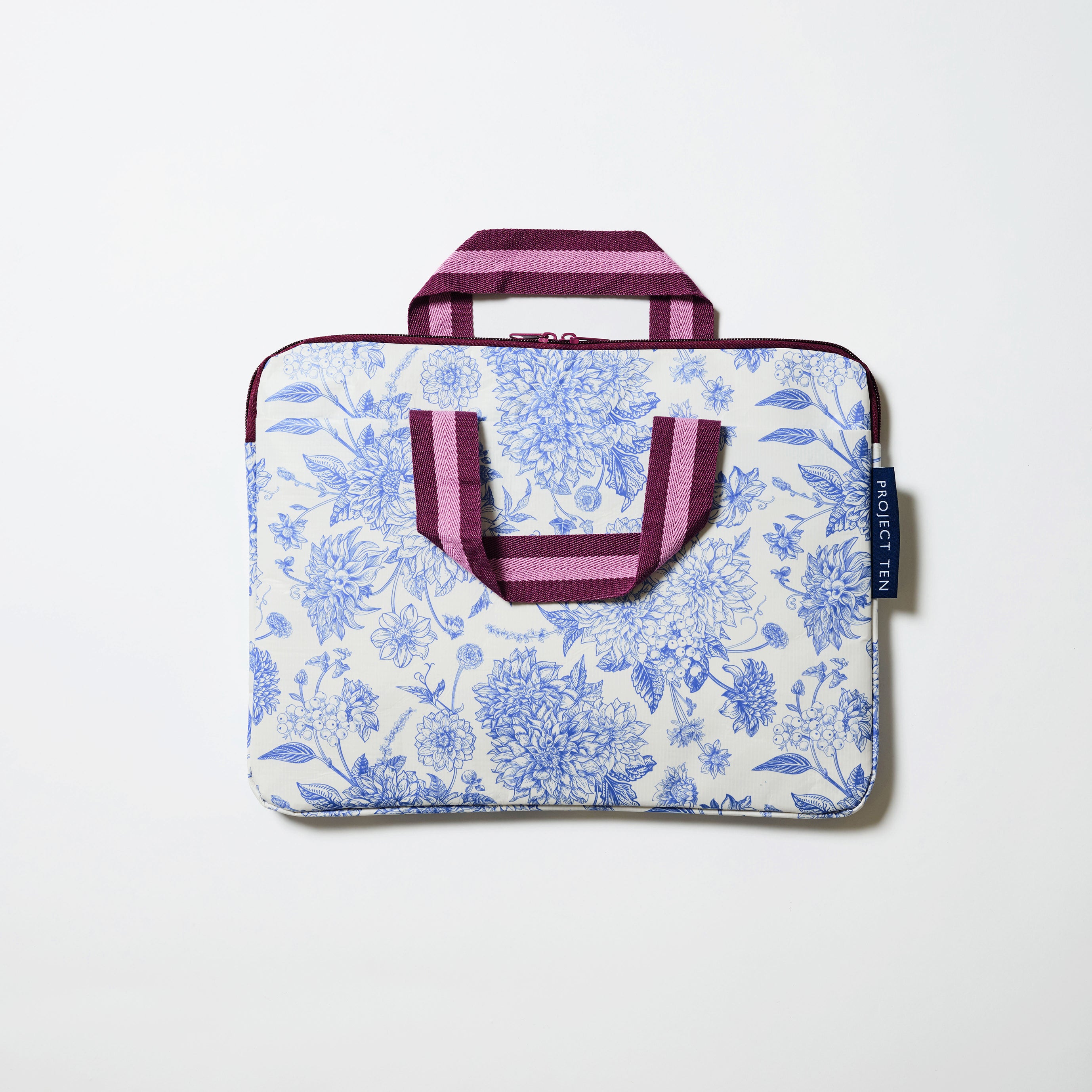 Laptop Case with soft woven handles, in Toile.
- Project Ten