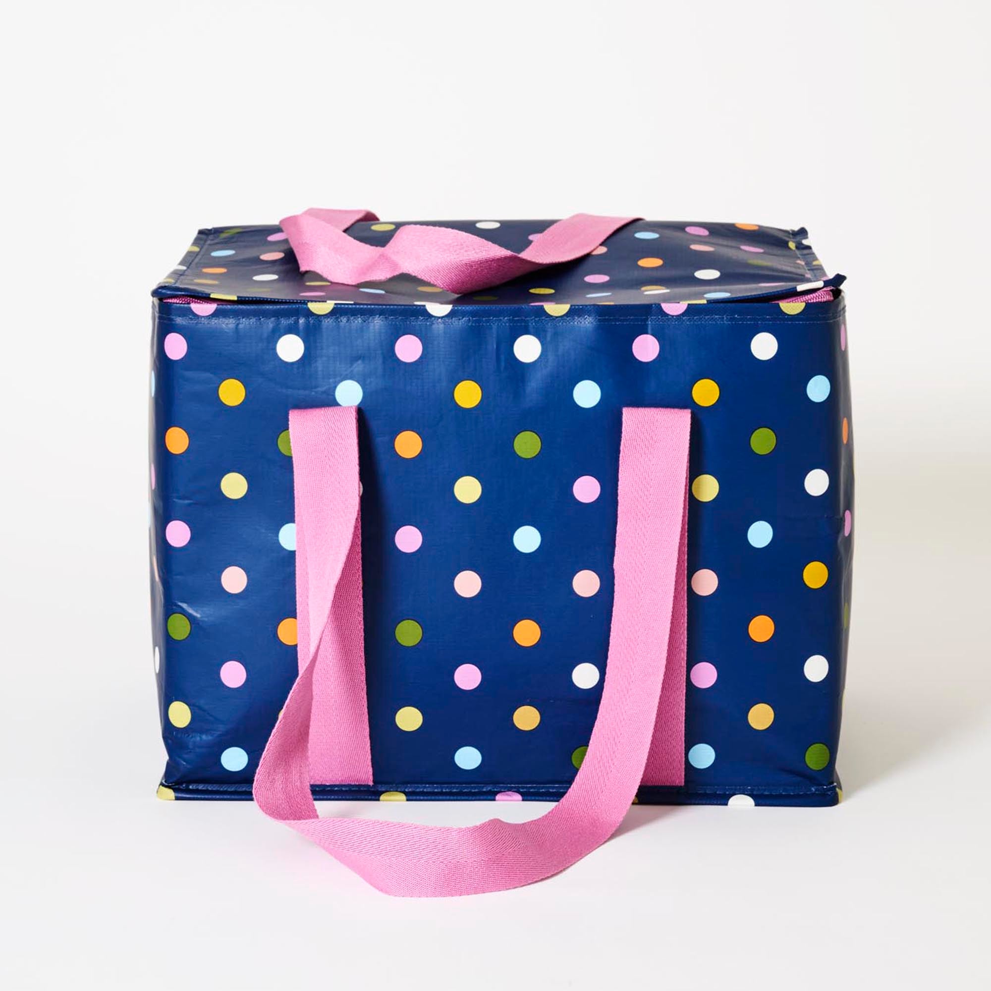 Large Insulated Tote – Confetti - Project Ten
Polka dots on navy background