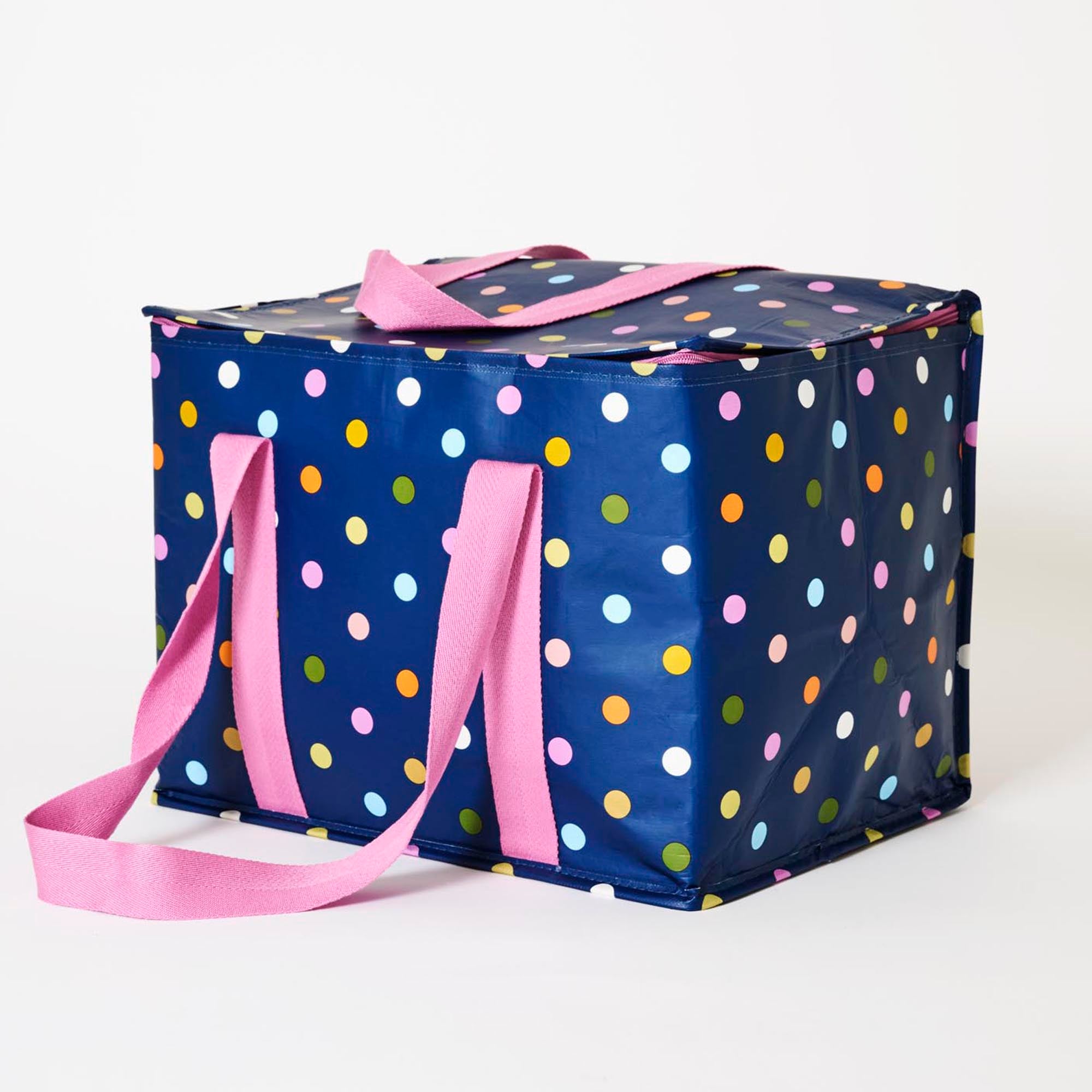 Large Insulated Tote – Confetti - Project Ten
Polka dots on navy background