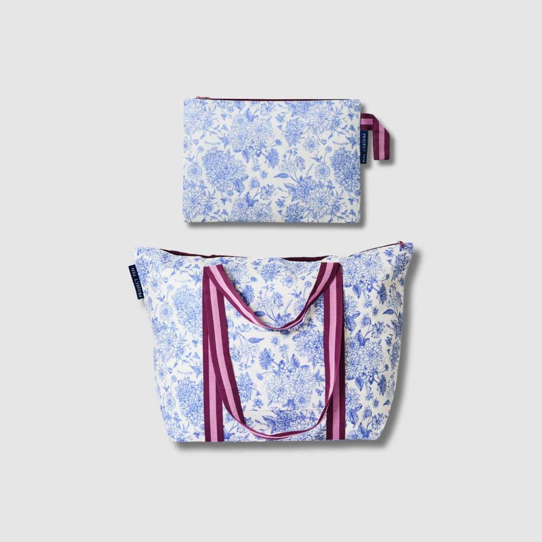 Large Zip Pouch and Medium Zip Tote in Toile.
- roject Ten