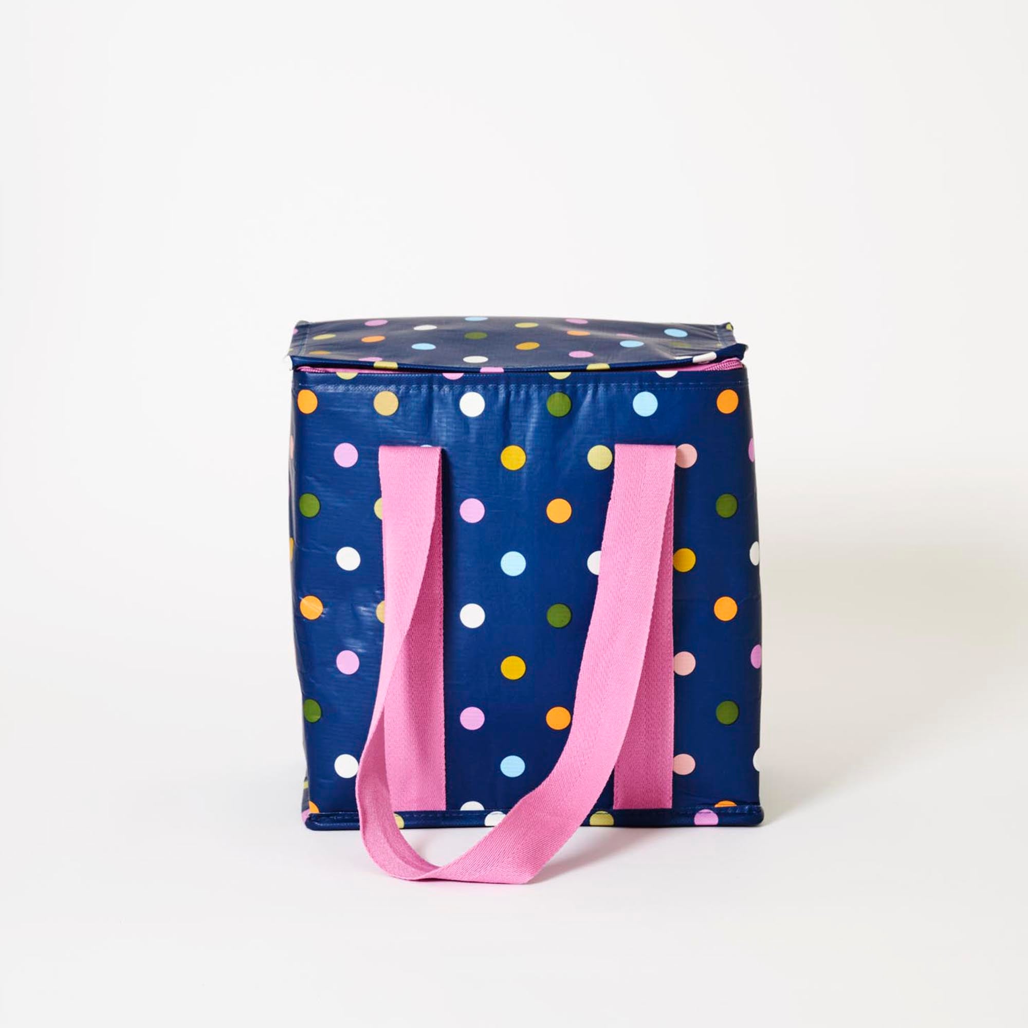 Medium Insulated Tote – Confetti - Project Ten
Polka dots on navy background