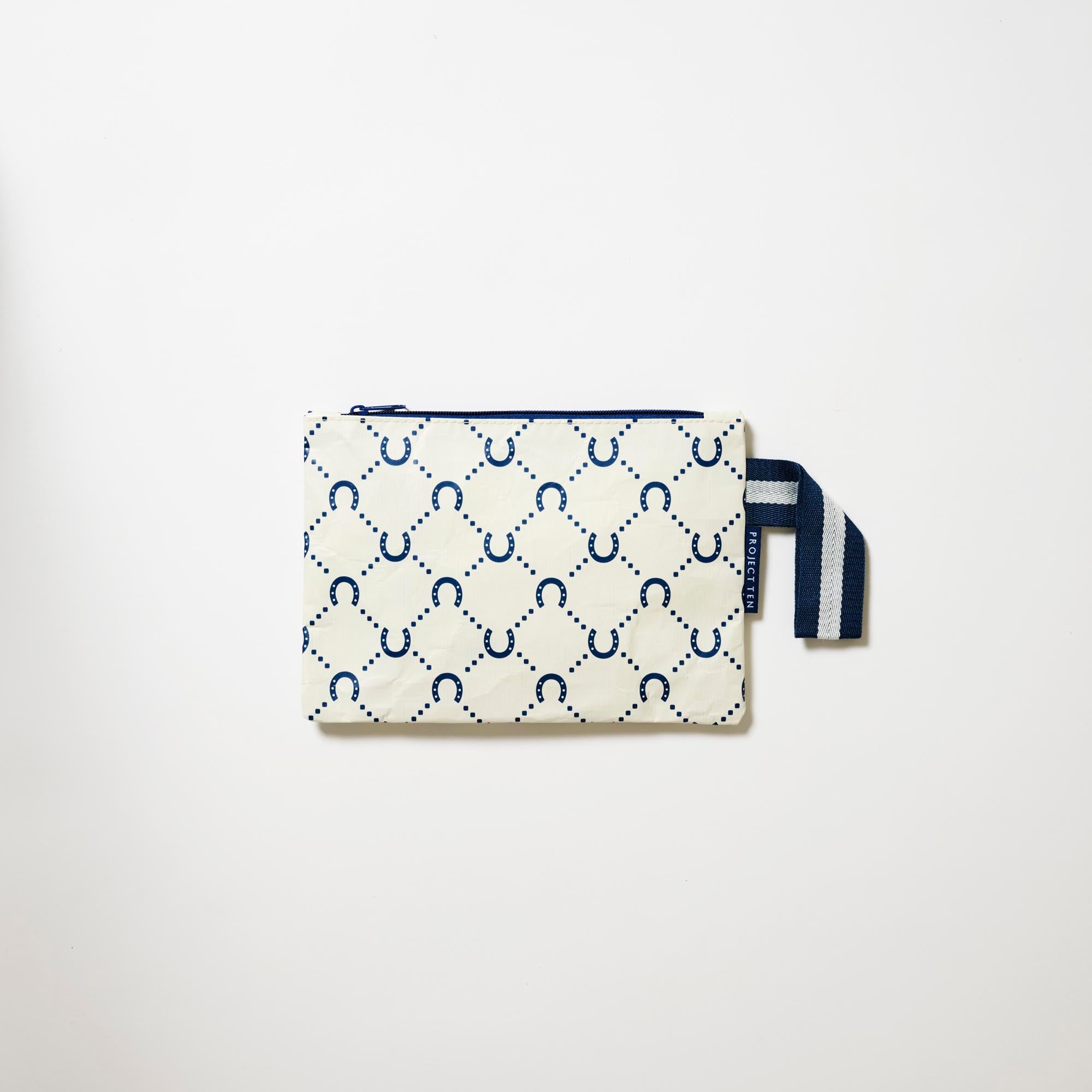 Mini Zip Pouch – Navy Horseshoe - Project Ten