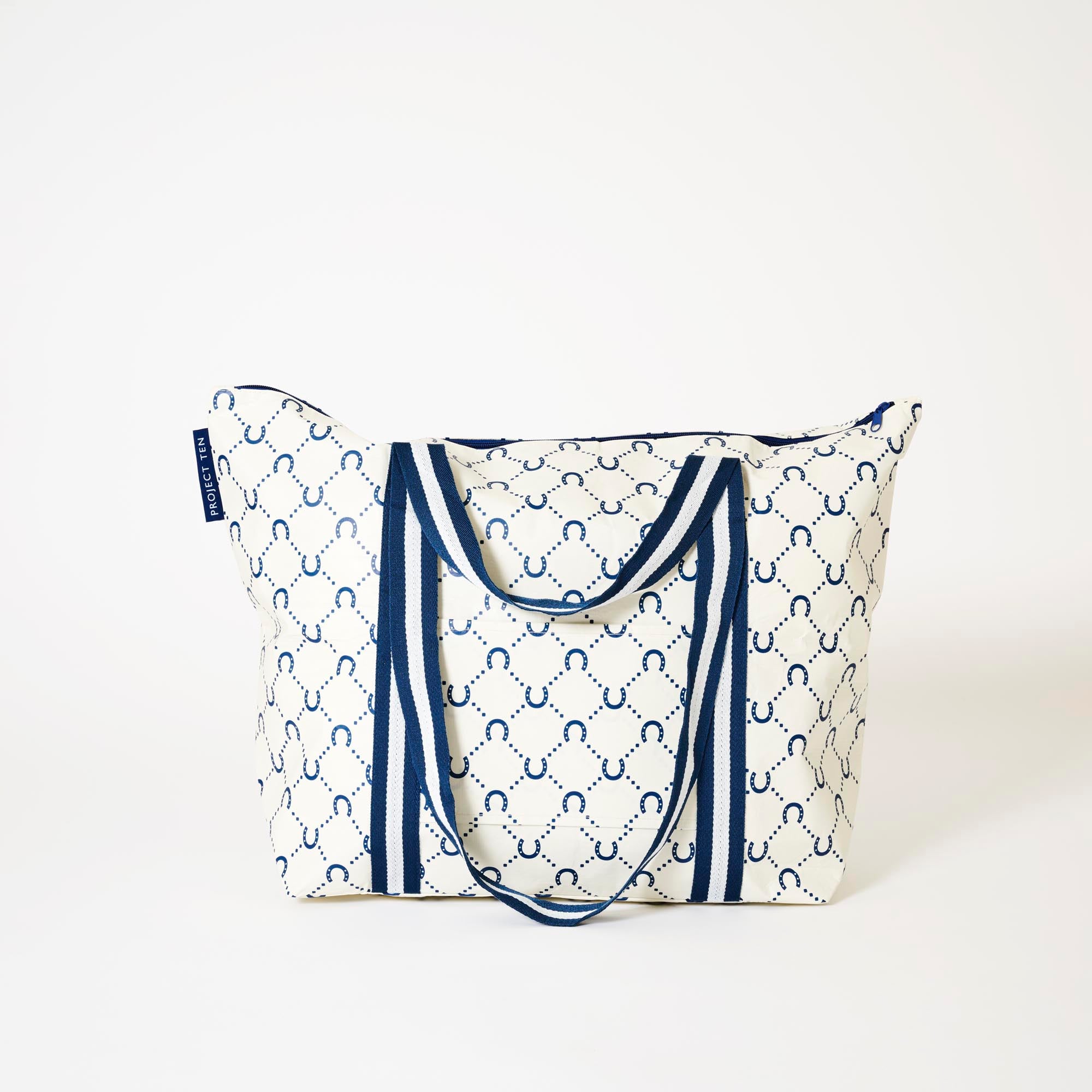 Zip Medium Tote – Navy Horseshoe - Project Ten