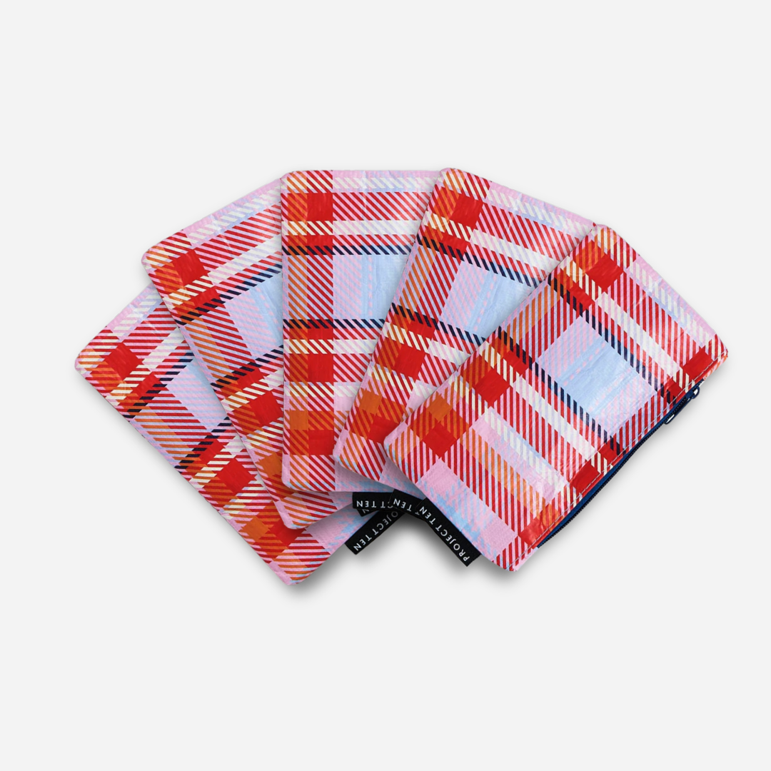 Tiny Zip Pouch Bundle (x5) – Tartan - Project Ten