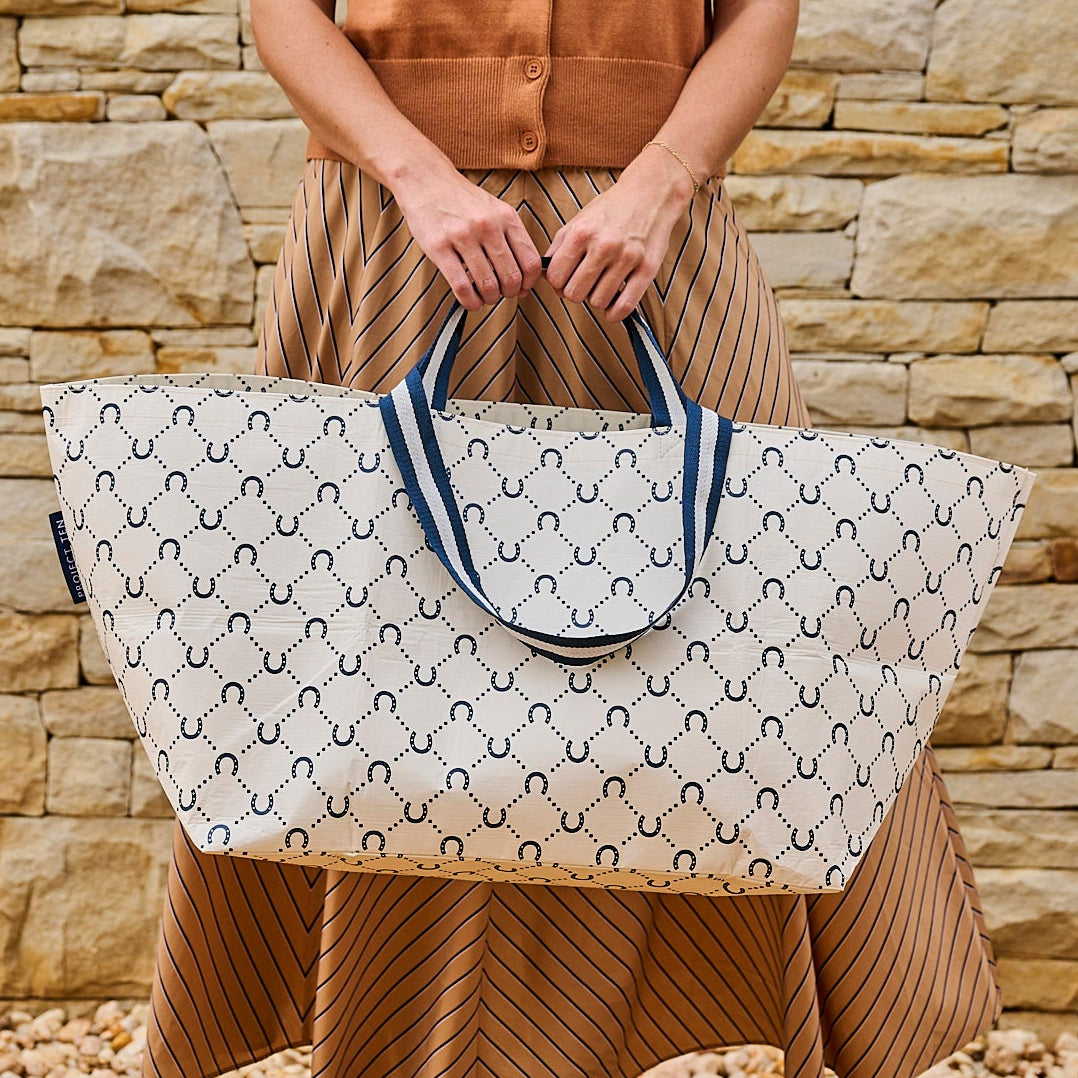 Oversized Tote – Navy Horseshoe - Project Ten
