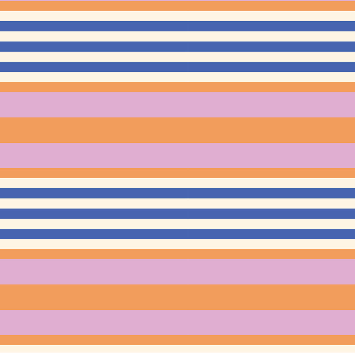 Our Capri Stripe pattern in horizontal stripes of pink, orange, blue and ecru.