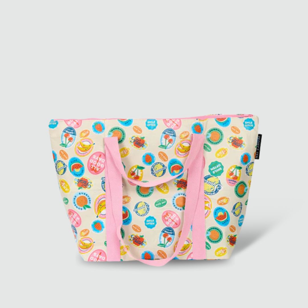 Fruit Stickers Zip Medium Tote - Project Ten