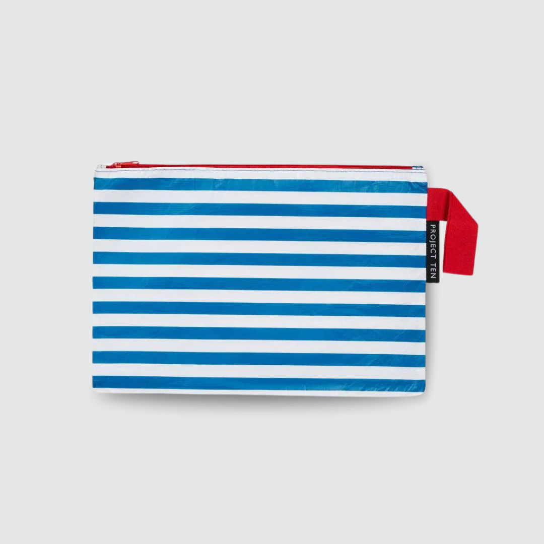 Breton Stripe Large Zip Pouch - Project Ten