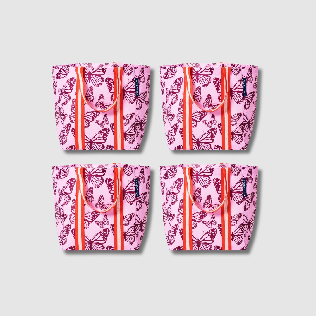 Four Shopper totes all in Butterfly.
- Project Ten