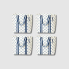 Set of 4 Shopper Totes in Navy Horseshoe print - Project Ten