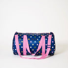 Barrel Bag 
Polka dots on navy background 
Confetti - Project Ten