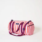 Barrel Bag with rear zip in Wallpaper pattern. 