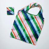 Pocket Shopper open and folded up – Rugby Stripe - Project Ten