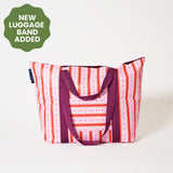 Zip Medium Tote with luggage band and soft woven handles, in Wallpaper. 
- Project Ten