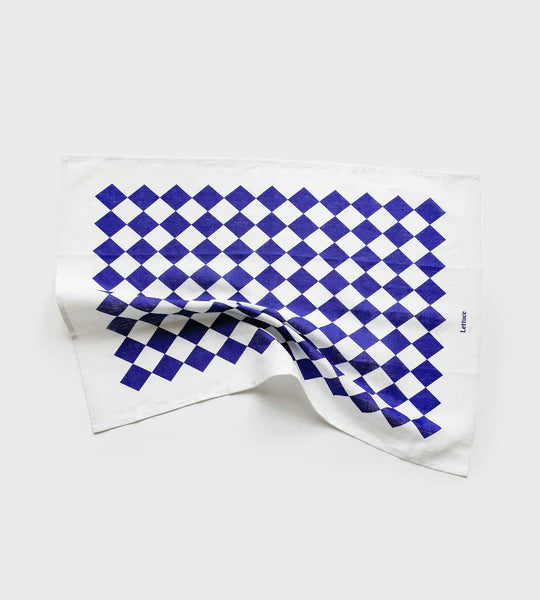 Blue Diamonds Linen Tea towel - Project Ten